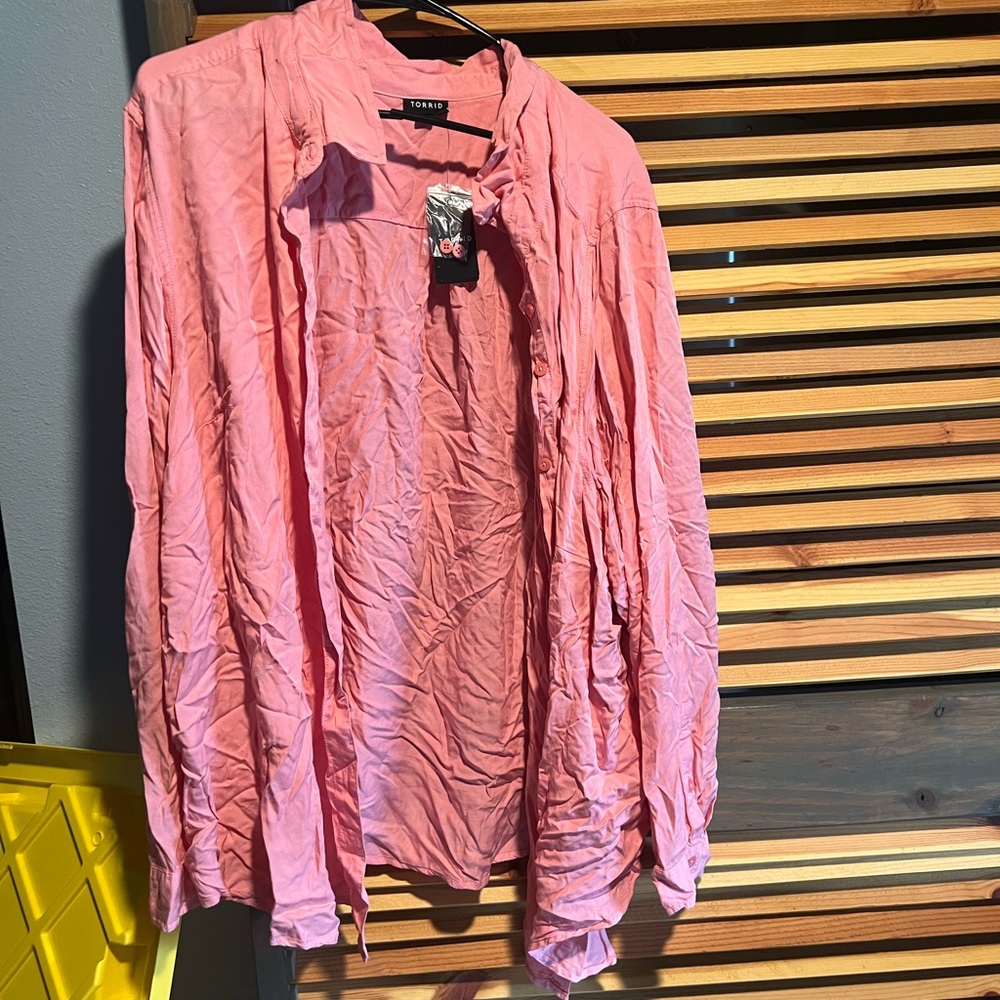 Torrid Women's Coral Button-Up Blouse